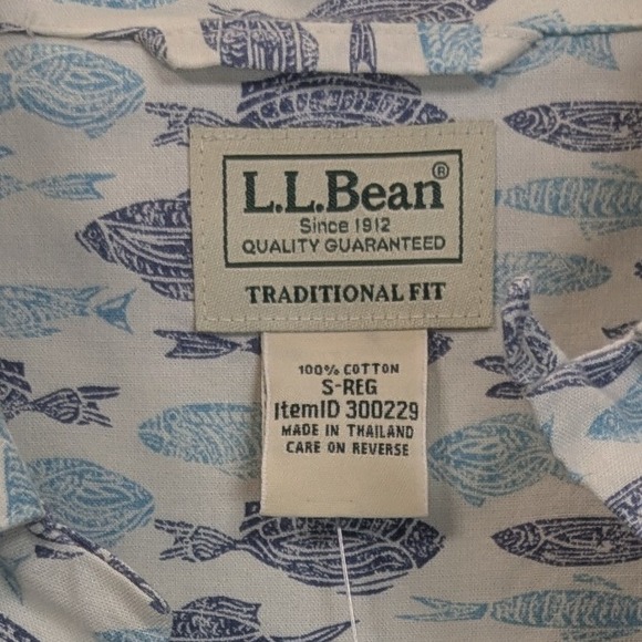 L.L.Bean Shirt‎ Tropics Fish Casual Men's Short Sleeve Button Down Men's Small - Picture 2 of 7
